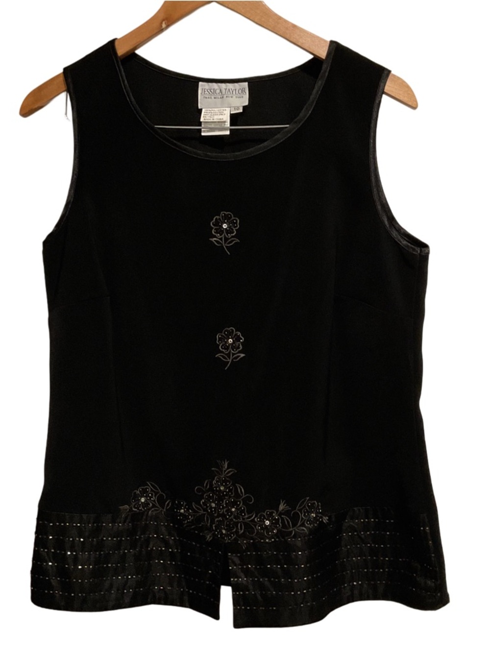 Jessica Taylor‎ Embroidered and Sequin Embellished Top Black Y2K